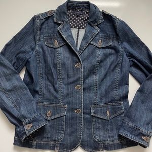 Lands End Womens Tailored Dark Denim Jacket